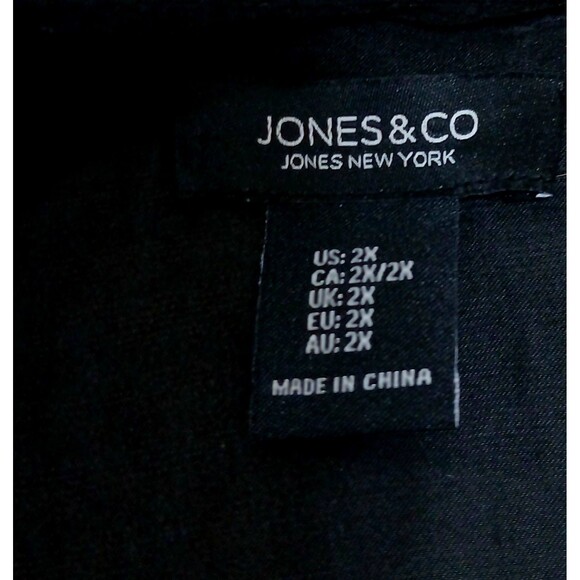 Jones New York Women’s 2X Black V-Neck Blouse Flowy Silky Feel Lightweight Top - Picture 5 of 6